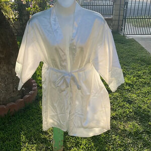 Youmita XL white satin lace the brides robe bridal wedding lingerie honeymoon